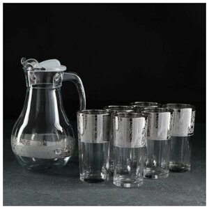 Набор питьевой Jungle, 7 предметов: графин 1 л, стакан 230 мл, 6 шт, с гравировкой и напылением, цвет напыления серебряный