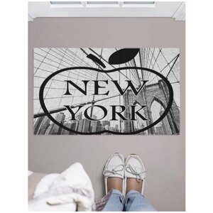 Придверный коврик в прихожую JoyArty "Яблоко Нью-йорка" для обуви, на резиновой основе, 75x45 см
