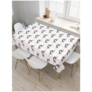 Скатерть прямоугольная JoyArty на кухонный стол "Спящий кот" из оксфорда, 180x145 см