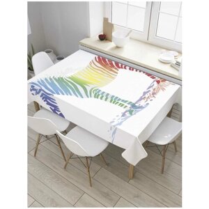 Скатерть прямоугольная JoyArty на кухонный стол "Зебра радуги" из оксфорда, 180x145 см
