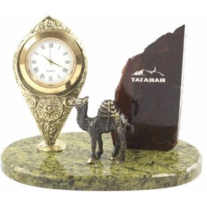 Сувенирные часы "Верблюд" бронза, камень змеевик, яшма 121490