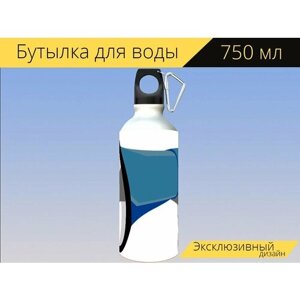 Бутылка фляга для воды "Мегафон, громкоговоритель, графический" 750 мл. с карабином и принтом