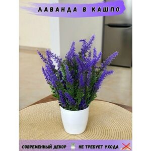 Искусственные цветы / Лаванда в горшке / В кашпо / Декор / В подарок / Растения для дома / Украшение интерьера / Высота 23 см