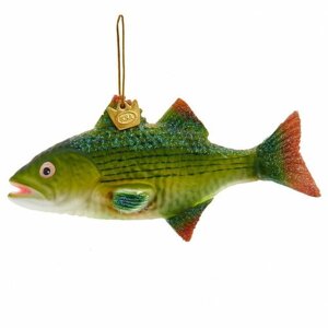 Kurts Adler Стеклянная елочная игрушка Рыба - King Bass 13 см, подвеска NB1765