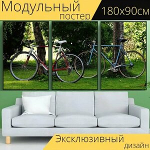 Модульный постер "Циклы, цикл, велосипед" 180 x 90 см. для интерьера