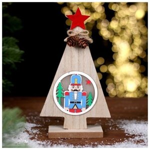 Новогодний декор с подсветкой «Ёлка со звездой и щелкунчик» 11 4,5 20 см
