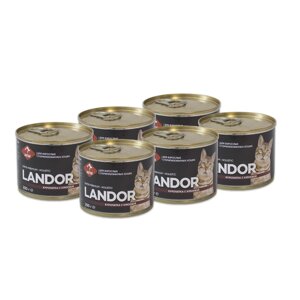 Landor полнорационный консервированный влажный корм для стерилизованных кошек (Куропатка и клюква, 200 г. упаковка 6 шт)