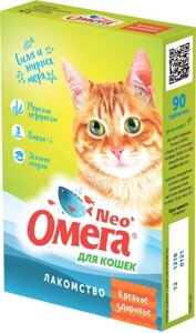 Мультивитаминное лакомство Омега Neo для кошек Крепкое здоровье с морскими водорослями (90 таб.)