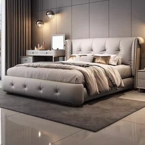 Большая кровать в американском стиле, кожа NAPPA