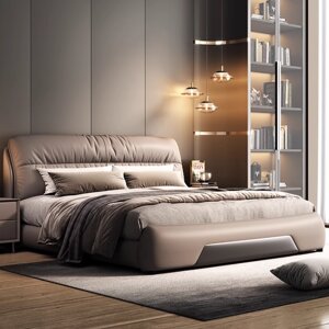 Большая кровать в итальянском стиле, кожа NAPPA
