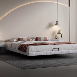 Кровать в стиле Ваби-саби с подсветкой, кожа NAPPI
