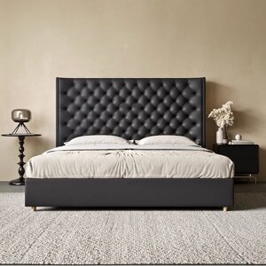 Кровать в стиле Ваби-саби "Xiaoyi", импортированная итальянская кожа