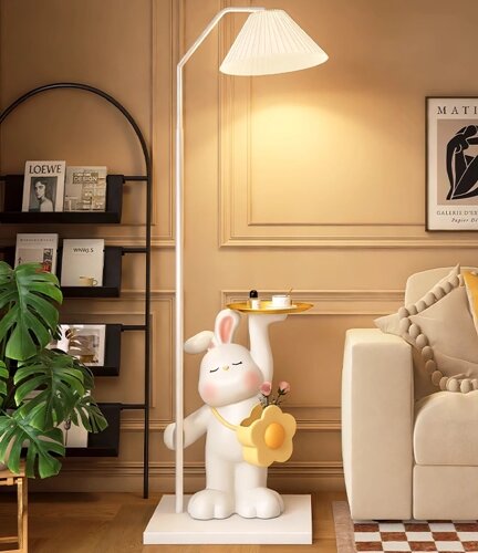 Торшер с журнальным столиком кролик, смола