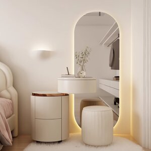 Туалетный столик с круглой тумбой и зеркалом в полный рост высотой 160см