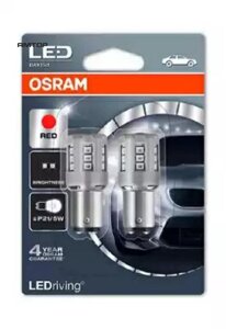 OSRAM Лампа светодиодная LED P21/5W 12V 2/0.4W BAY15d standard retrofit / красный / P21/5W