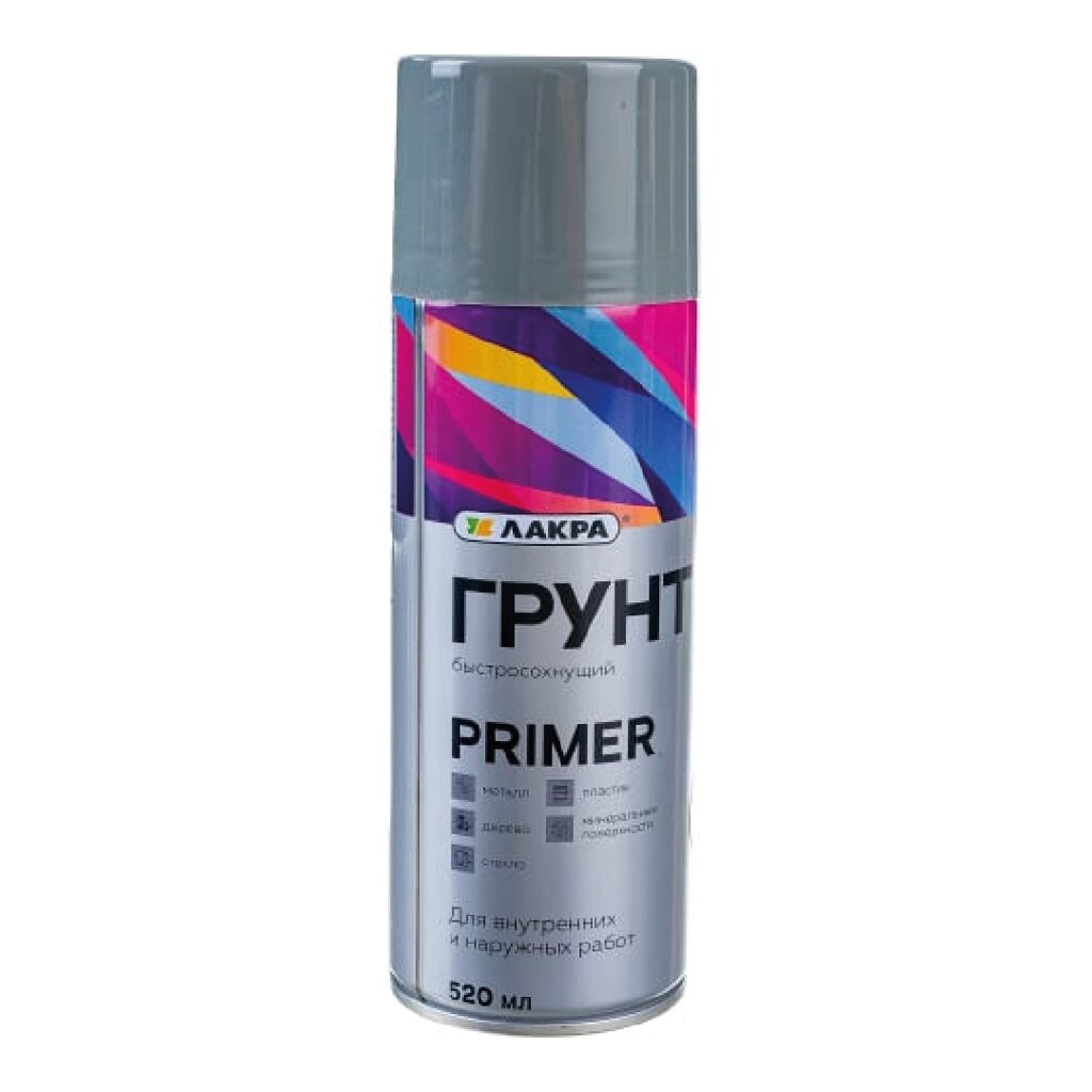 Грунт аэрозольный Лакра Prime универсальный Серый 89 от компании Строй Мир Крым. Симферополь. - фото 1