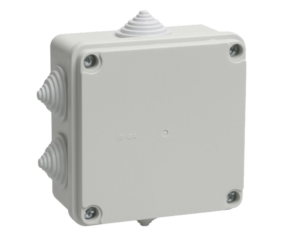 Коробка распаячная КМ41233 для о/п 100х100х50 мм IP44 (RAL7035, 6 гермов.) UKO11-100-100-050-К41-44 от компании Строй Мир Крым. Симферополь. - фото 1