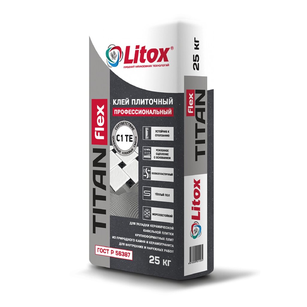 ЛИТОКС Клей плиточный профессиональный "TITAN flex" (25 кг) (56 шт/пал) от компании Строй Мир Крым. Симферополь. - фото 1