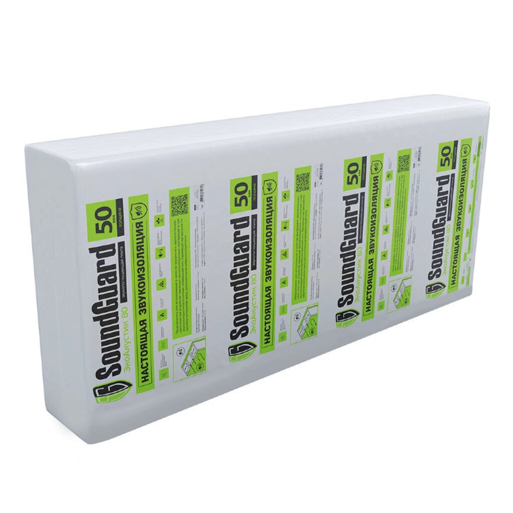Плита звукопоглощающая SoundGuard ЭкоАкустик 80 1250х600х50 мм 3 м2 в упаковке от компании Строй Мир Крым. Симферополь. - фото 1