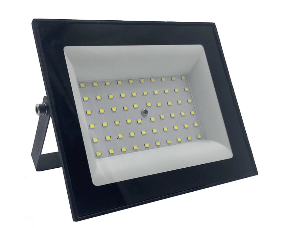 Прожектор светодиодный SFL51-100 2835SMD, 100 W 6500 K AC220-240 V / 50 Hz IP65, черный в компактном корпусе от компании Строй Мир Крым. Симферополь. - фото 1