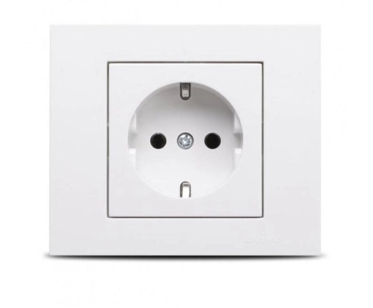 Розетка 1-я с з/к белая OVIVO GRANO 400-010300-217 от компании Строй Мир Крым. Симферополь. - фото 1
