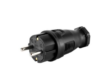 Вилка прямая каучук с 2Р+РЕ 230V 16A IP44(30/360) чёрная DY-01-01-001 DYNEL от компании Строй Мир Крым. Симферополь. - фото 1