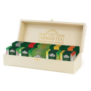 Чай AHMAD ассорти 10 вкусов в деревянной шкатулке, НАБОР 100 пакетов