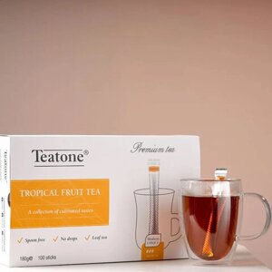 Чай TEATONE черный с ароматом тропических фруктов, 100 стиков по 1,8 г