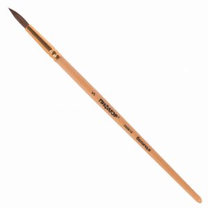 Кисть ПИФАГОР, БЕЛКА, круглая,5, деревянная лакированная ручка, с колпачком, 200819