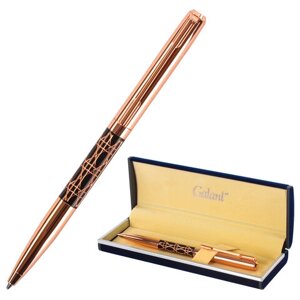 Ручка подарочная шариковая GALANT Interlaken, корпус золотистый с черным, золотистые детали, пишущий узел 0,7 мм,