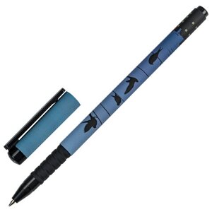 Ручка шариковая brauberg SOFT TOUCH GRIP NIGHT CITY, синяя, мягкое покрытие, узел 0,7 мм, 143712
