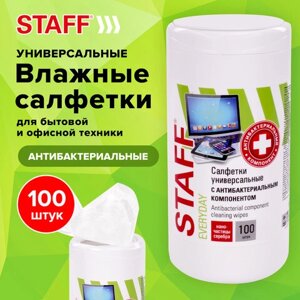 Салфетки антибактериальные универсальные, STAFF everyday, 100 шт., 513478