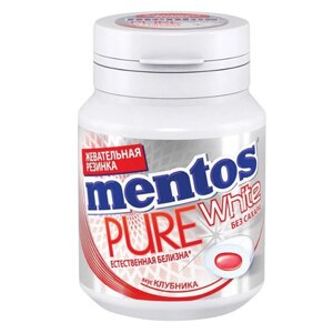 Жевательная резинка MENTOS Pure White Клубника, 54 г, банка