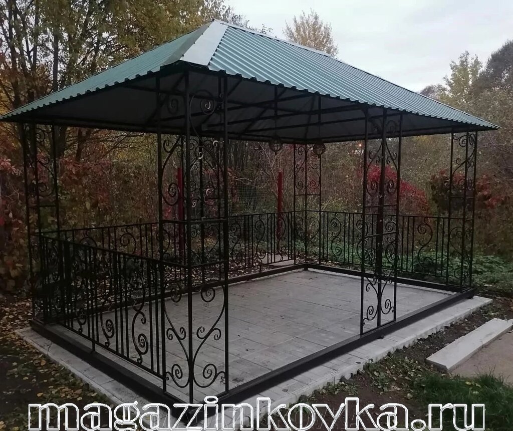 Беседка кованая металлическая «Илиада с перилами Х» от компании MAGAZINKOVKA - фото 1