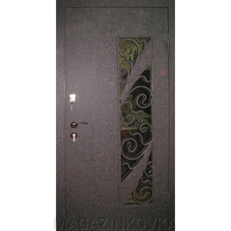 Дверь кованая «Крокоше Х» металлическая с ковкой и стеклопакетом от компании MAGAZINKOVKA - фото 1