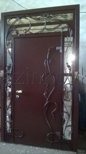 Дверь кованая металлическая с ковкой и стеклопакетом