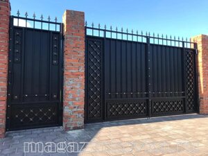 Ворота кованые «Стиль Х» металлические прямые в Москве от компании MAGAZINKOVKA