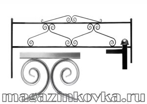 Ритуальная оградка кованая металлическая «Узор Х» в Москве от компании MAGAZINKOVKA