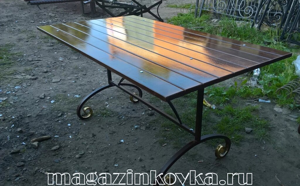 Стол кованый «Садовый Х» металлический 1.5м от компании MAGAZINKOVKA - фото 1