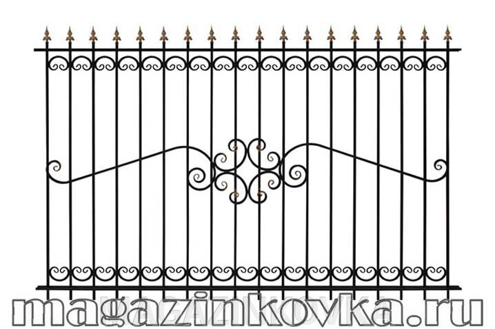 Забор кованый «Лилия Х» металлический прямой от компании MAGAZINKOVKA - фото 1