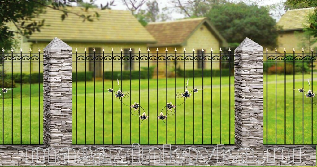 Забор кованый «Оливия Х» металлический прямой от компании MAGAZINKOVKA - фото 1