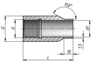 Бобышка бп1 м20х1,5 L=55 мм ст. 09г2с р=20мпа