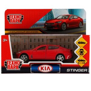 Машина металл KIA STINGER длина 12 см, двери, багаж., инерц, красный, кор. Технопарк