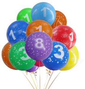 Воздушный шарик с днем рождения, однотонные без рисунка, с днем рождения, цветочки, горошек,