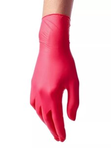 BENOVY, перчатки нитриловые, красные, 50 пар M