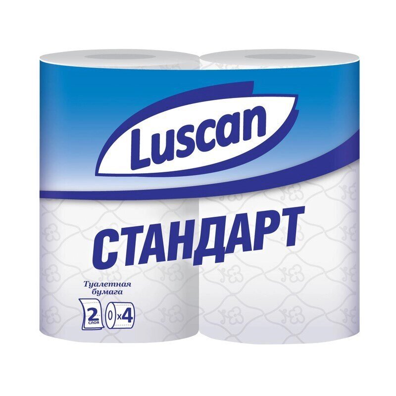 Бумага туалетная Luscan Standart 2-слойная белая (4 рулона в упаковке) от компании Арсенал ОПТ - фото 1