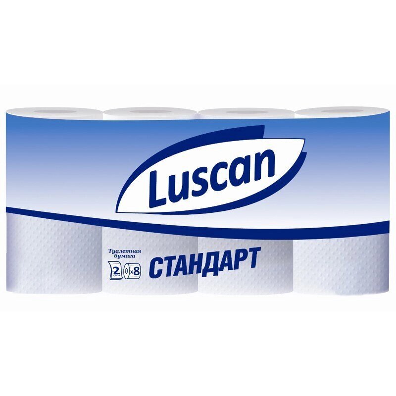 Бумага туалетная Luscan Standart 2-слойная белая (8 рулонов в упаковке) от компании Арсенал ОПТ - фото 1
