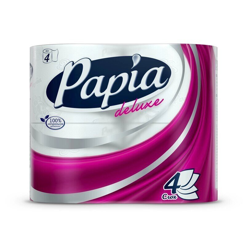 Бумага туалетная Papia Deluxe 4-слойная белая (4 рулона в упаковке) от компании Арсенал ОПТ - фото 1