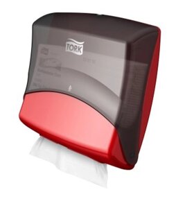 Диспенсер 654008 Tork настенный для протирочных материалов в салфетках W4 красный