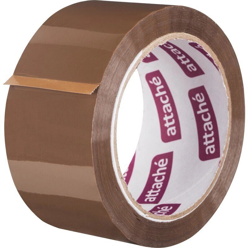 Клейкая лента упаковочная Attache коричневая 50 мм x 66 м плотность 50 мкм (морозостойкая) от компании Арсенал ОПТ - фото 1